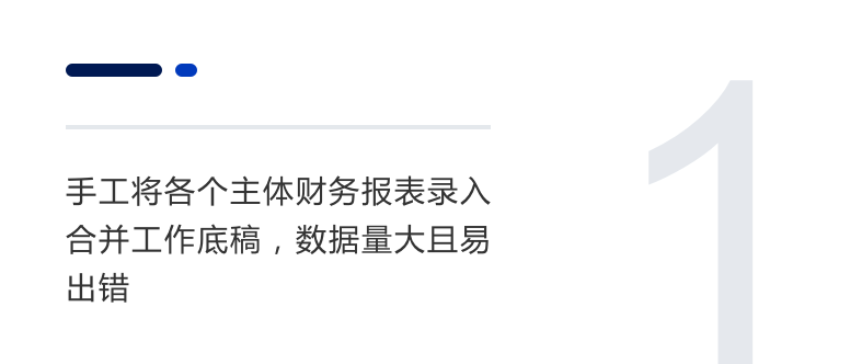 手工將各個主體財務報表錄入合并工作底稿，數據量大且易出錯