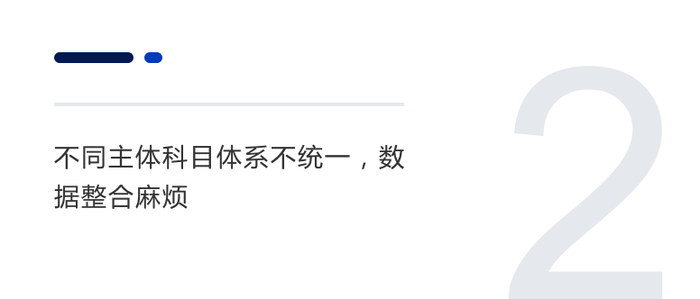 不同主體科目體系不統一，數據整合麻煩